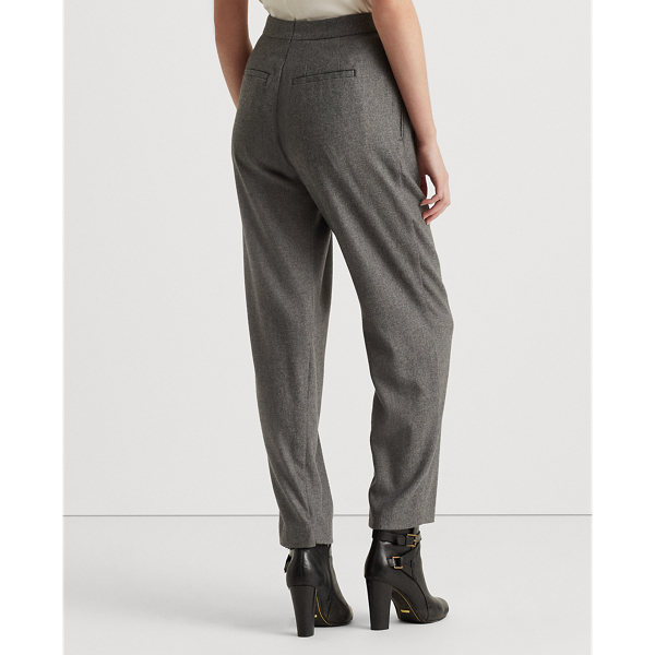 Lexington Grey Heather Pleated Wool Twill High-Rise Trouser Lauren 5