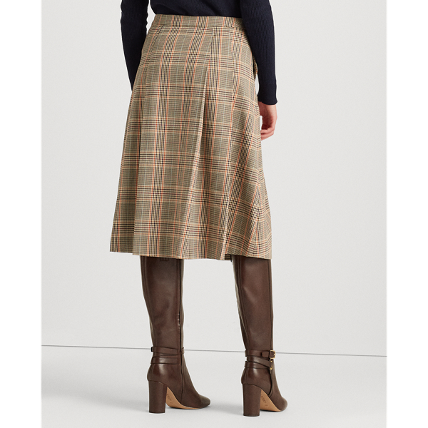 Orange Multi Plaid Cotton-Wool Skirt Lauren 5