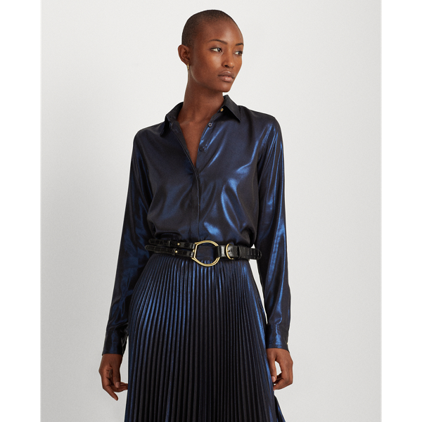 Chemisier lam&eacute; m&eacute;tallis&eacute; Lauren en Bleu marine Lauren 4