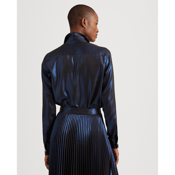 Chemisier lam&eacute; m&eacute;tallis&eacute; Lauren en Bleu marine Lauren 5
