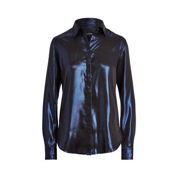 Chemisier lam&eacute; m&eacute;tallis&eacute; Lauren en Bleu marine Lauren 2