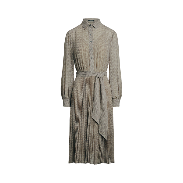 Herringbone Georgette Shirtdress Lauren 1
