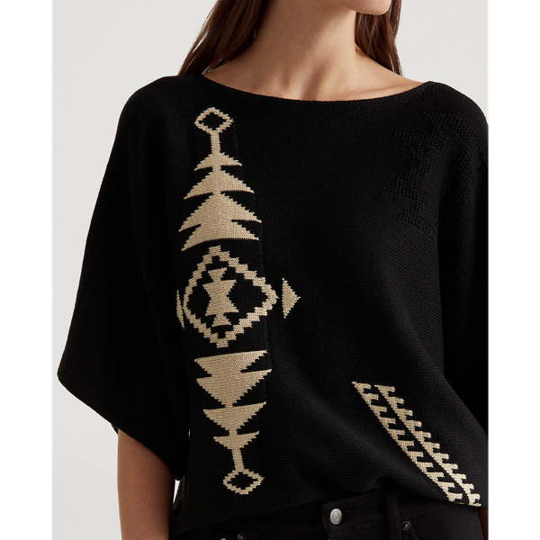 Polo Black Linen-Cotton Dolman-Sleeve Sweater Lauren 6