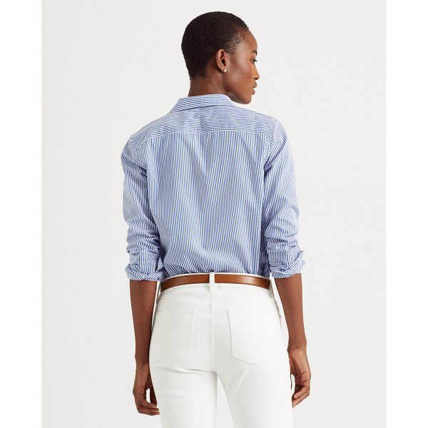 Blue White Striped Cotton Shirt Lauren 5