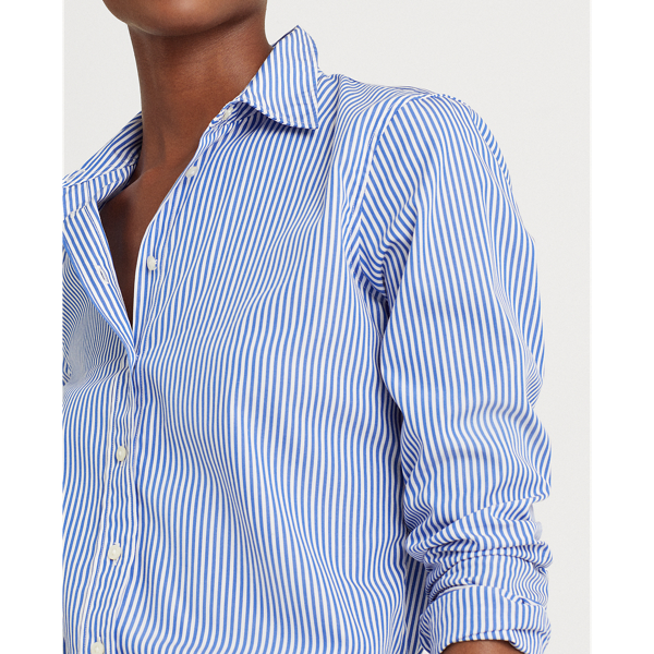 Blue White Striped Cotton Shirt Lauren 6