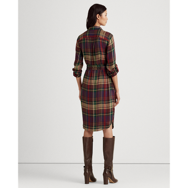 Red/Green Multi Tartan Twill Shirtdress Lauren 5