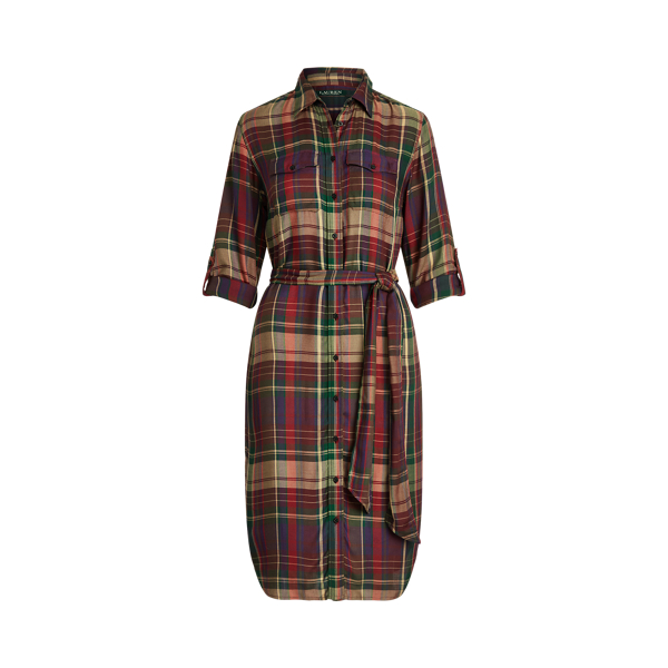 Red/Green Multi Tartan Twill Shirtdress Lauren 2