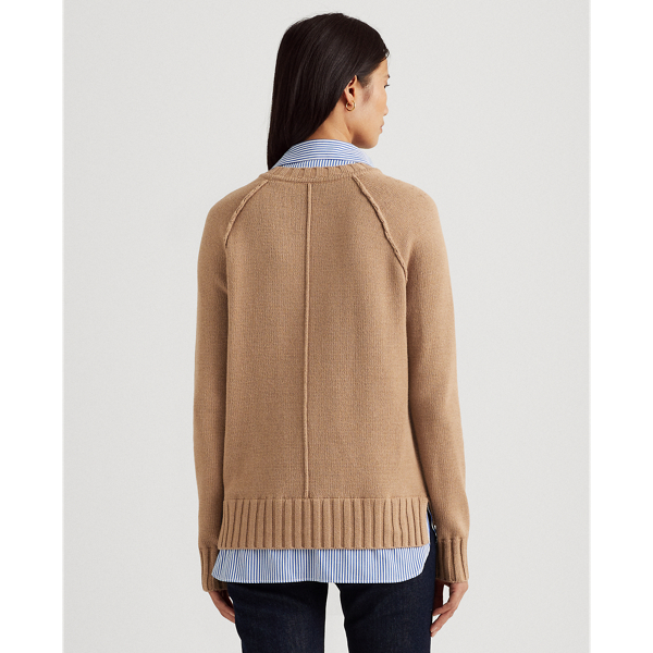 Classic Camel Layered Cotton Sweater Lauren 5