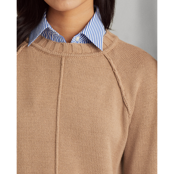 Classic Camel Layered Cotton Sweater Lauren 6