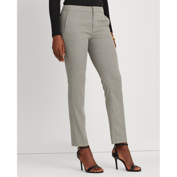Grey/White Houndstooth Straight Ankle Trousers Lauren 3