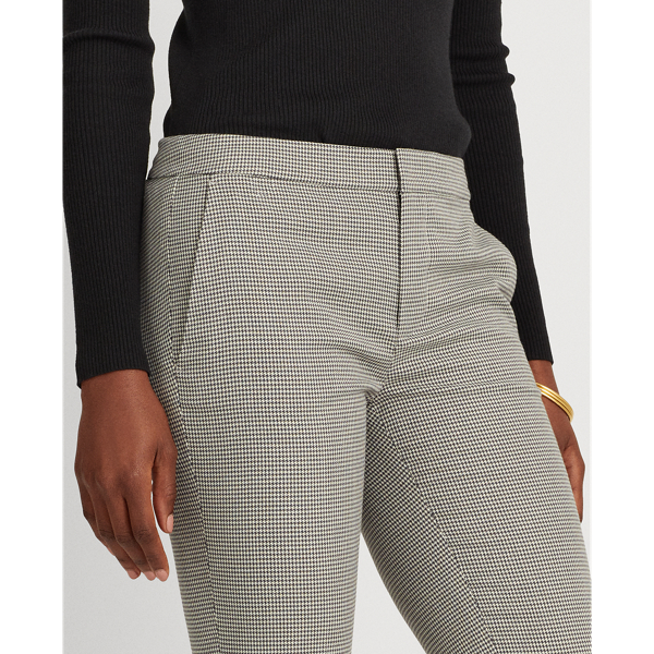 Grey/White Houndstooth Straight Ankle Trousers Lauren 5