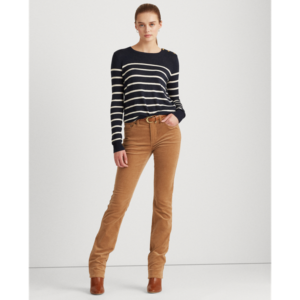 Striped Cotton-Modal Sweater Lauren em Lauren Navy/Cream 3