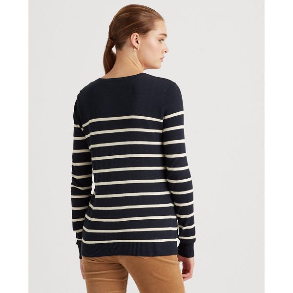Striped Cotton-Modal Sweater Lauren em Lauren Navy/Cream 4