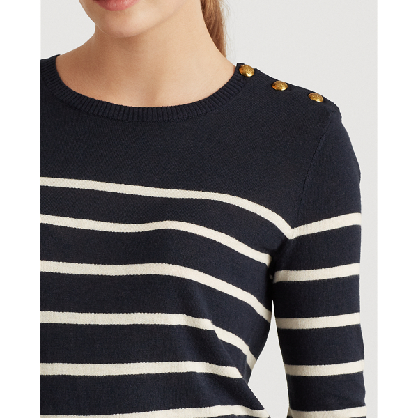Striped Cotton-Modal Sweater Lauren em Lauren Navy/Cream 5