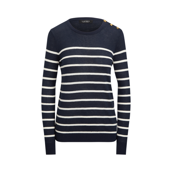 Striped Cotton-Modal Sweater Lauren em Lauren Navy/Cream 2