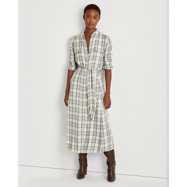 Plaid Twill Shirtdress