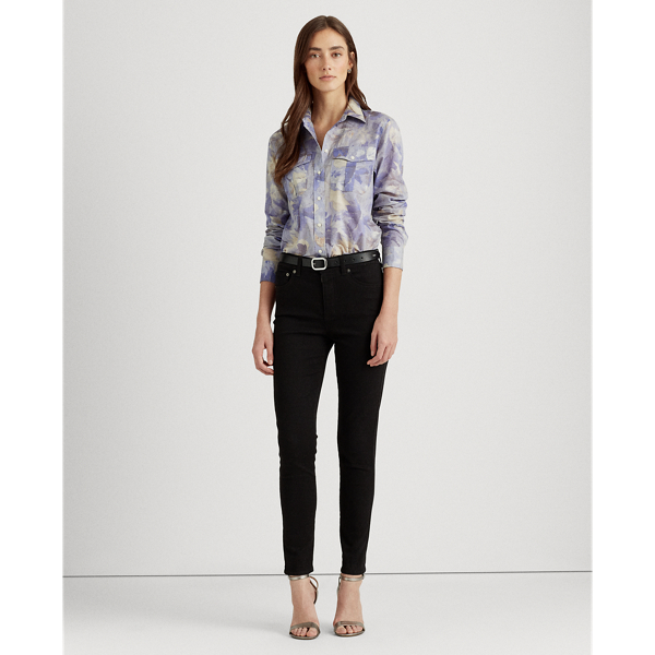 Chemise &agrave; motif en voile de coton Lauren en Lavande multi 3