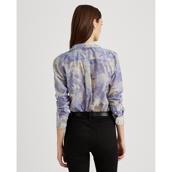 Chemise &agrave; motif en voile de coton Lauren en Lavande multi 4