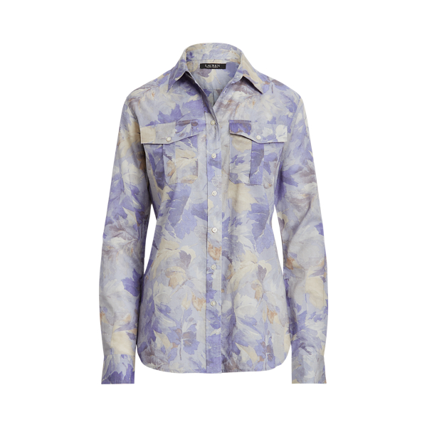 Chemise &agrave; motif en voile de coton Lauren en Lavande multi 2