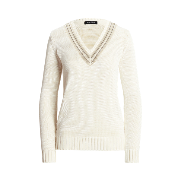 Beaded Cotton-Blend Cricket Jumper Lauren 1