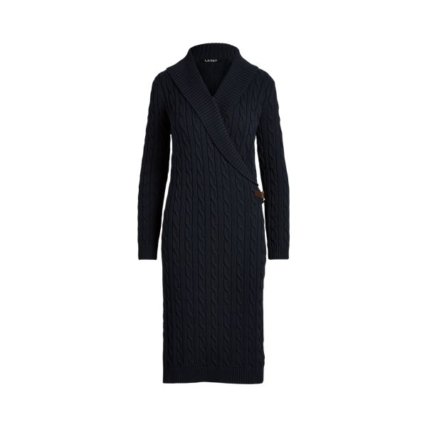 Buckle-Trim Cable-Knit Jumper Dress