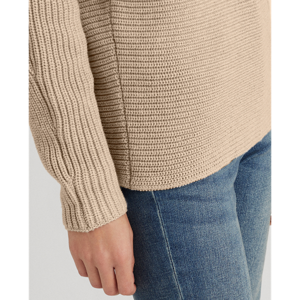 Lt Truffle Heather Combed Cotton V-Neck Jumper Lauren 5