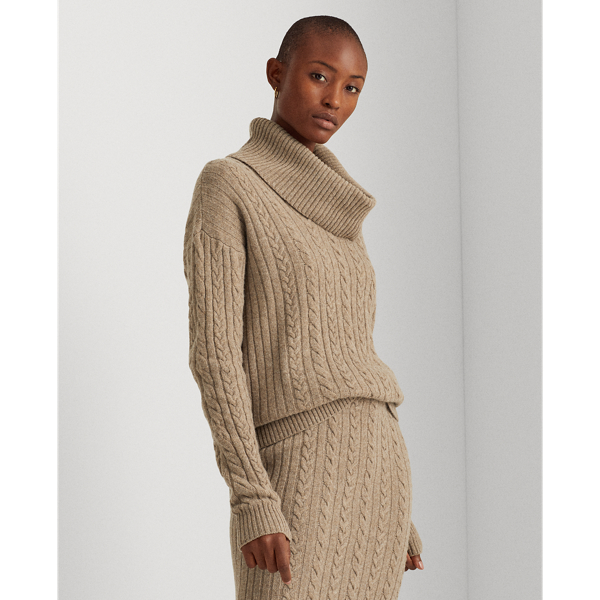 Truffle Heather Wool-Cashmere roll neck jumper Lauren 3