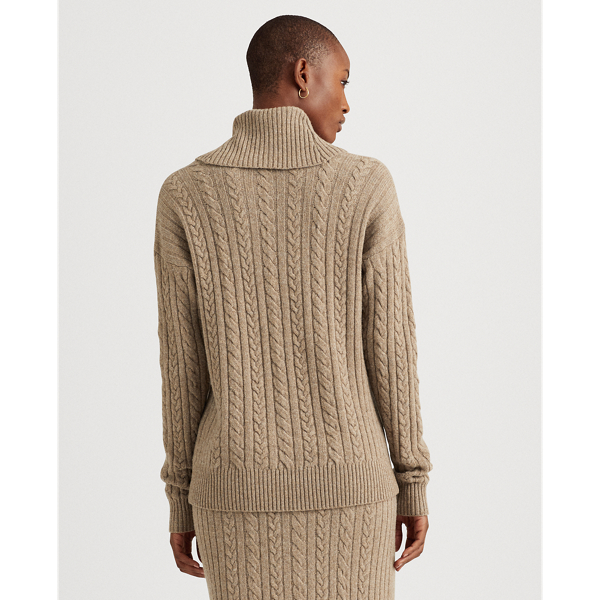 Truffle Heather Wool-Cashmere roll neck jumper Lauren 4