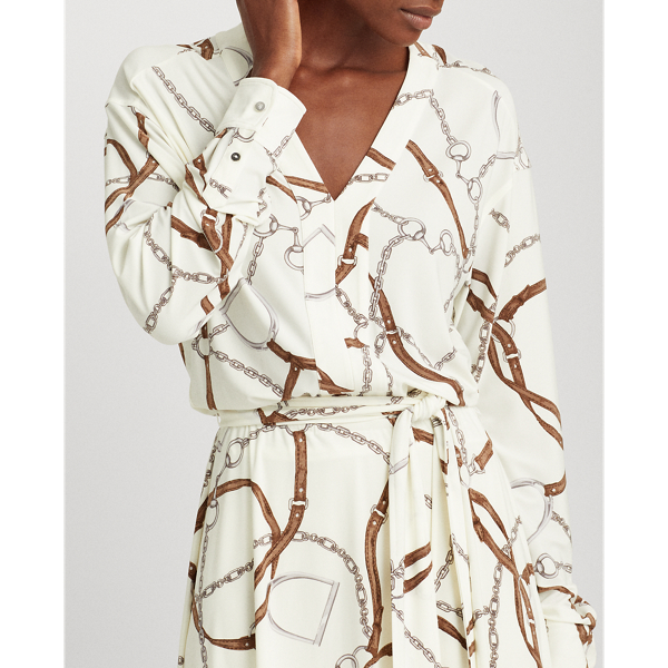Print Jersey Dress Lauren em Pale Cream Multi 5