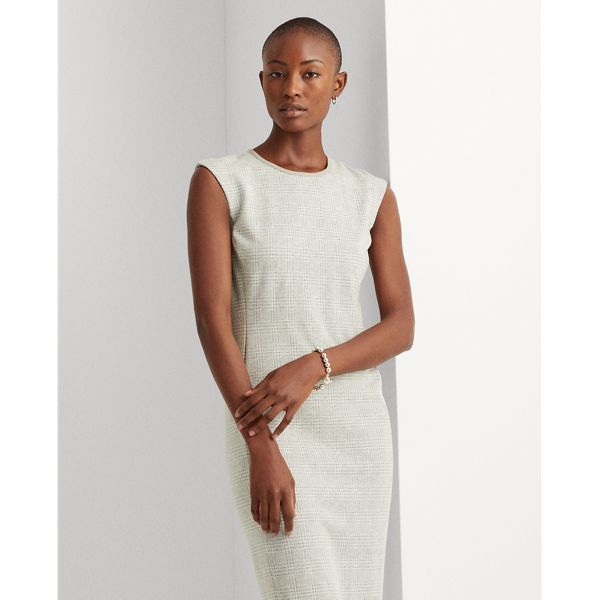 Pearl Grey/Mas Cream Glen Plaid Jacquard Dress Lauren 3