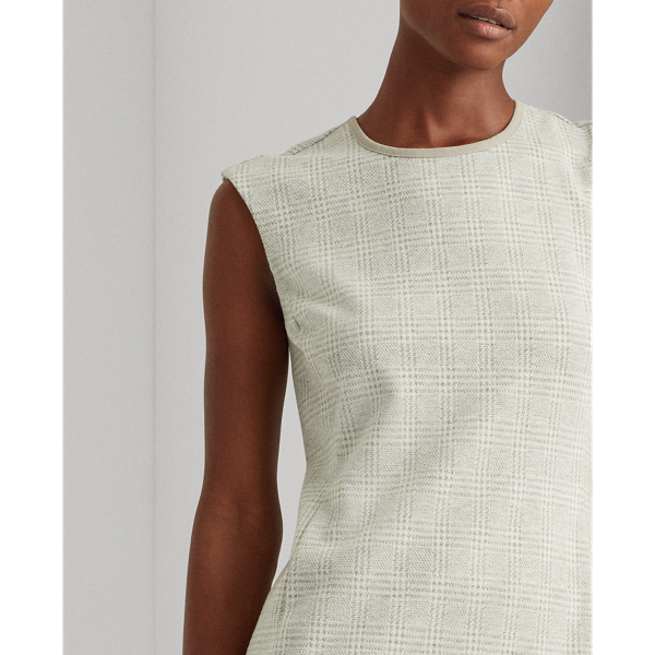Pearl Grey/Mas Cream Glen Plaid Jacquard Dress Lauren 5