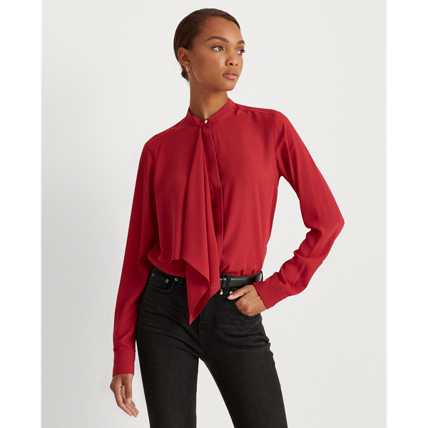 Ruffle red blouse clearance