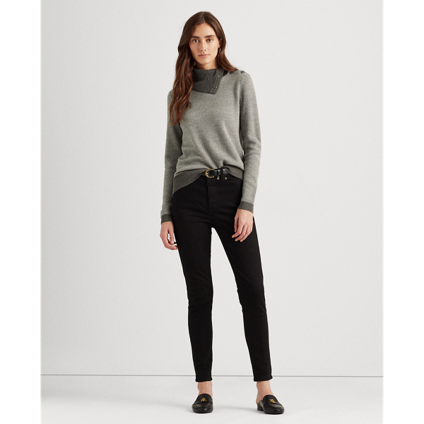 Grey Multi Herringbone Wool Jumper Lauren 4