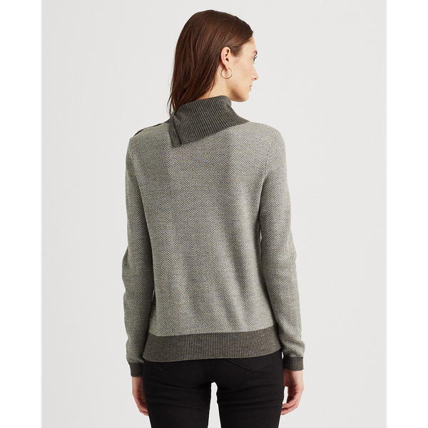 Grey Multi Herringbone Wool Jumper Lauren 5