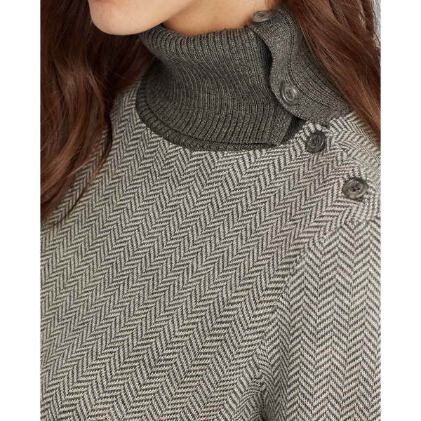 Grey Multi Herringbone Wool Jumper Lauren 6