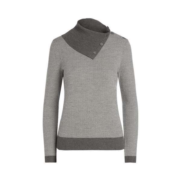 Grey Multi Herringbone Wool Jumper Lauren 2