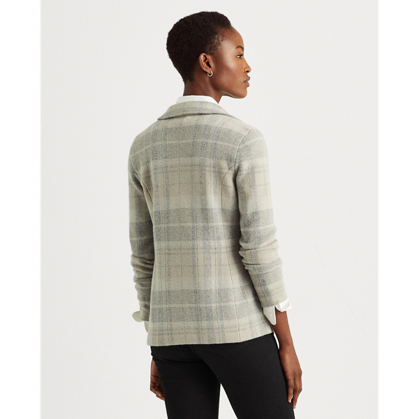 Grey Multi Plaid Wool-Blend Blazer Lauren 5