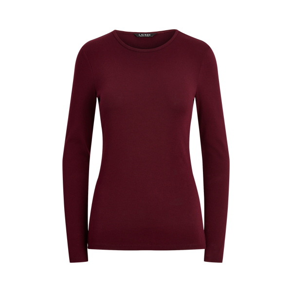 Top de manga comprida Lauren Petite em Vermelho-escuro 2