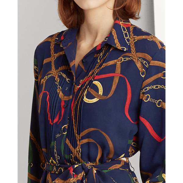 Lauren Navy Multi Print Georgette Shirtdress Lauren Petite 5