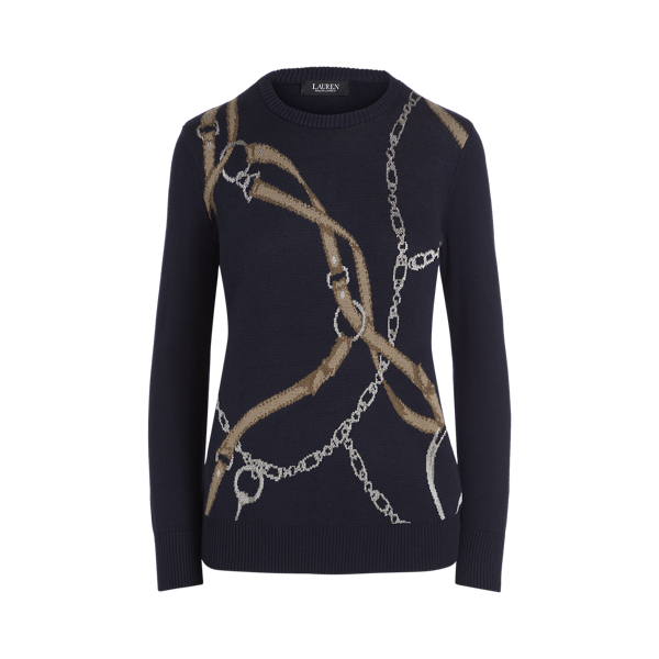 Jersey estampado de algod&oacute;n Lauren Petite en Azul marino Lauren 2
