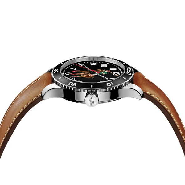 42 MM Polo Player Steel Black Dial