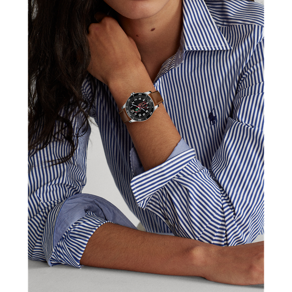 42 MM Polo Player Steel Black Dial