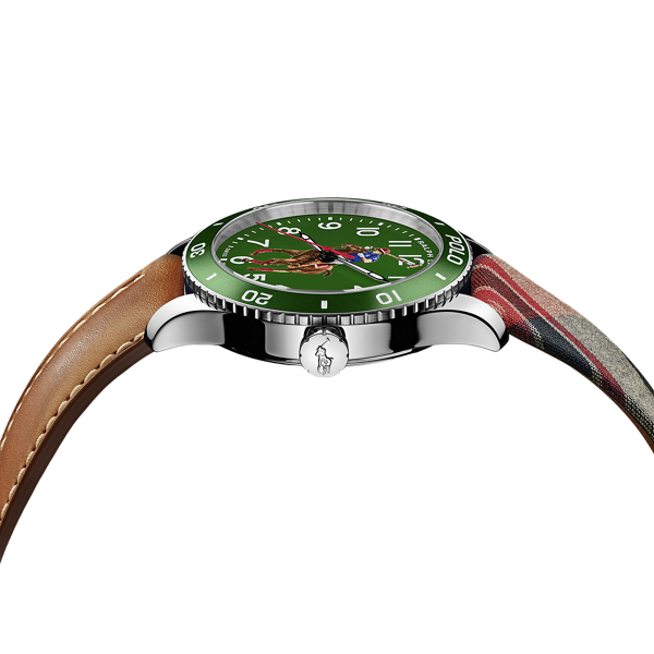 42 MM Polo Player Steel Green Dial