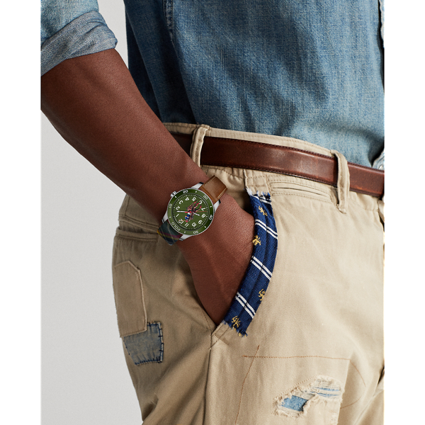 42 MM Polo Player Steel Green Dial