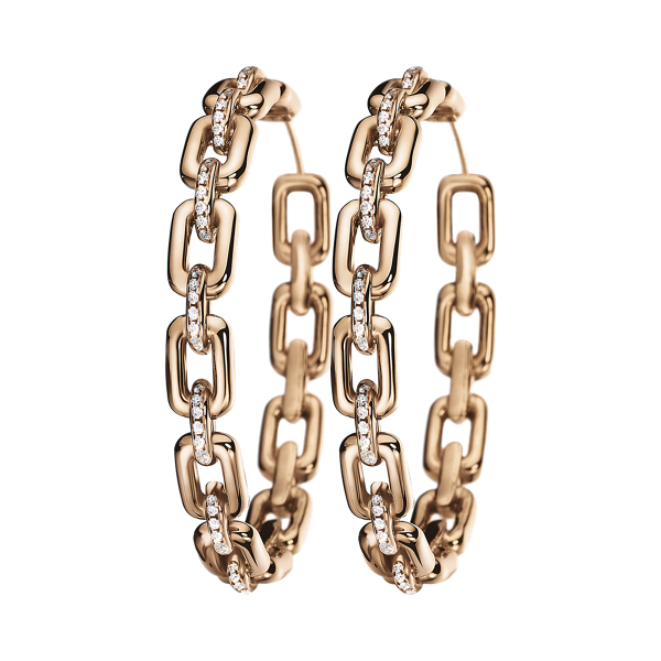 Creolen aus Ros&eacute;gold The Chunky Chain Collection in Rose & White Diamonds 1