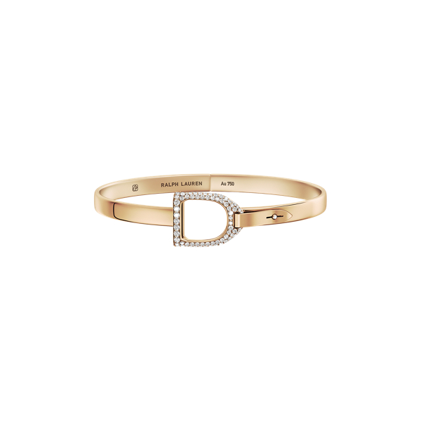 Pave Diamond Rose Gold Stirrup Bangle