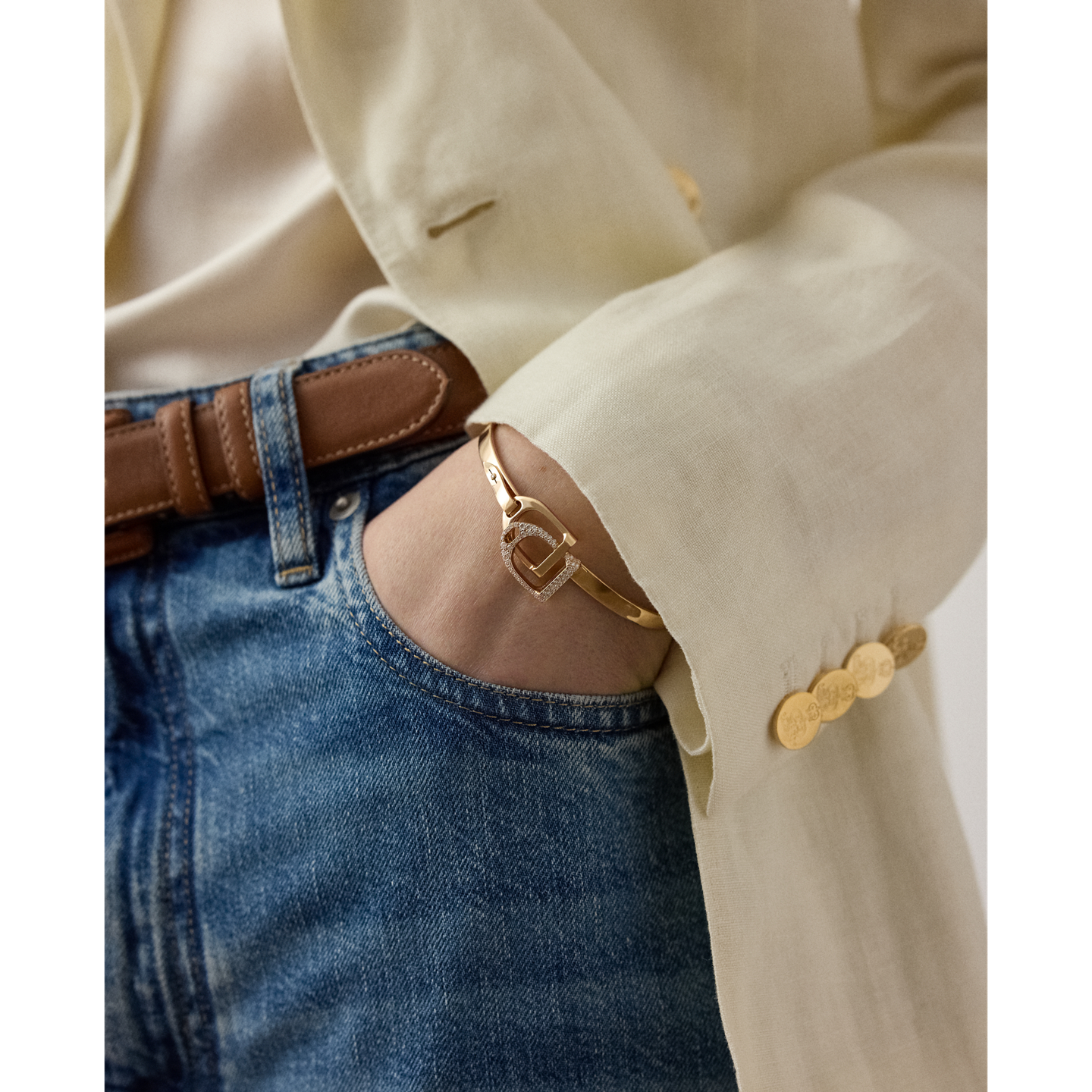 Браслет Ralph Lauren Pavé Diamond Double-Stirrup, цвет: Золотой — фото 2