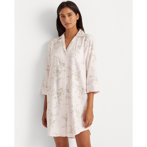 Pink Floral Floral Cotton Sleep Shirt Lauren 4