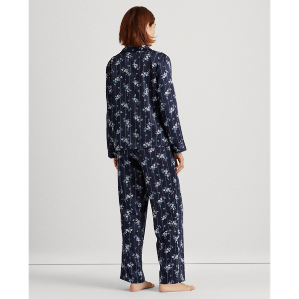 Navy Floral Satin Sleep Set Lauren 4