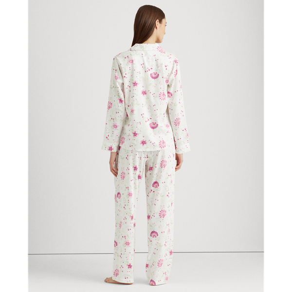 Ivory Floral Print Sateen-Cotton Sleep Set Lauren 5